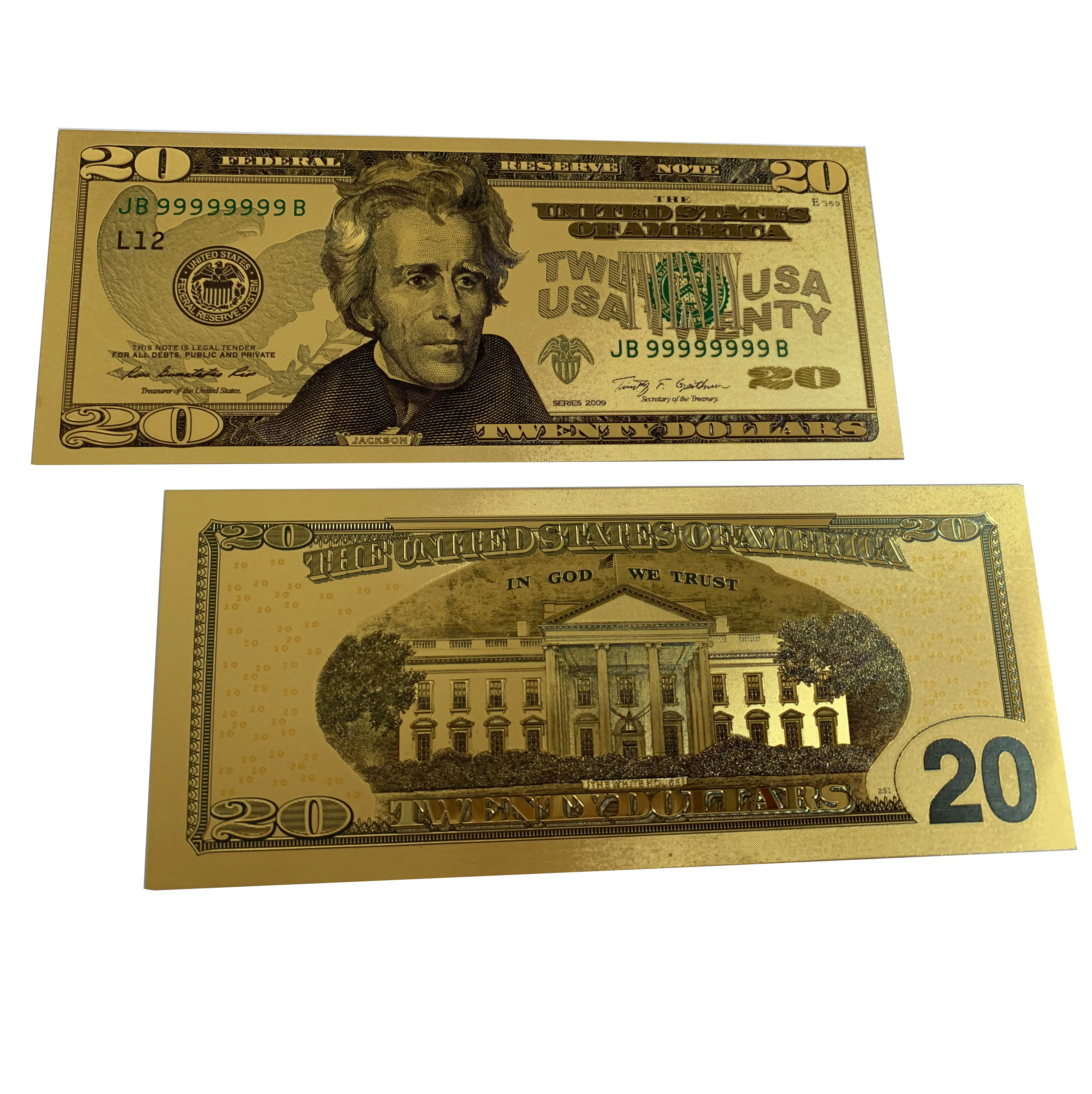 

USA money gold design 20 dollar bills currency pure gold foil banknote