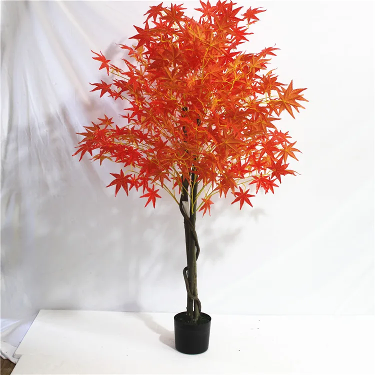 

Wholesale red color Factory artificial maple tree, Green color