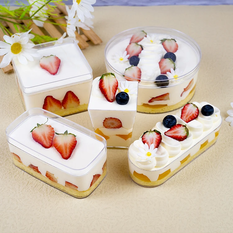 

Custom Square Tiramisu Cake Storage Container Pastry Box Mousse Dessert Candy Biscuit Sweet Packaging Plastic Clear Box With Lid