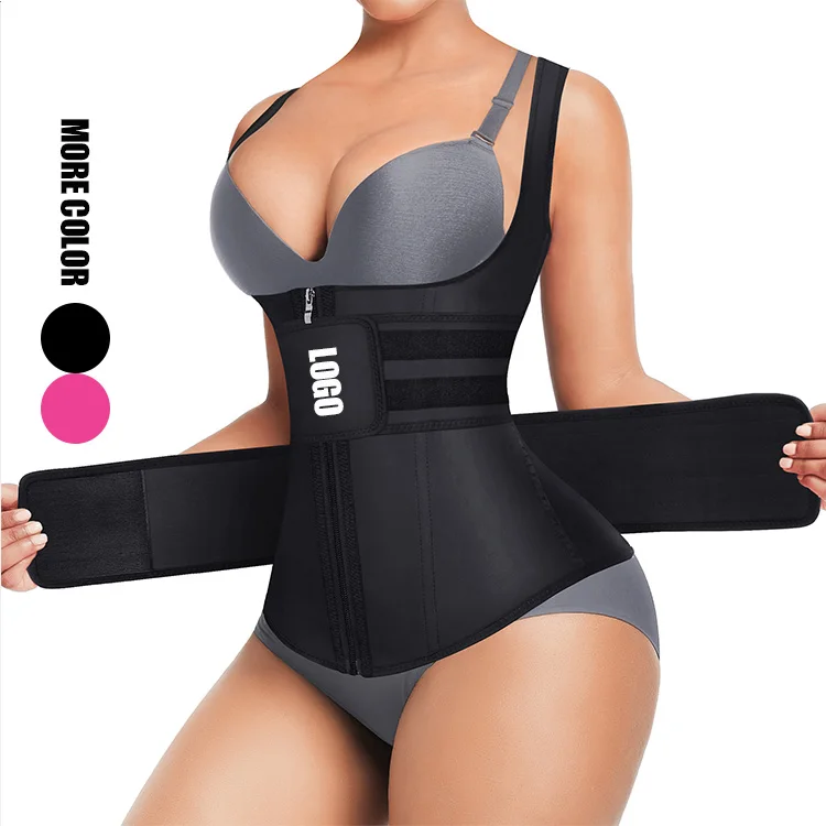 

Custom Logo Compression Women Slimming Workout Tummy Control Double Belt Latex Shaper Waist Trainer Vest