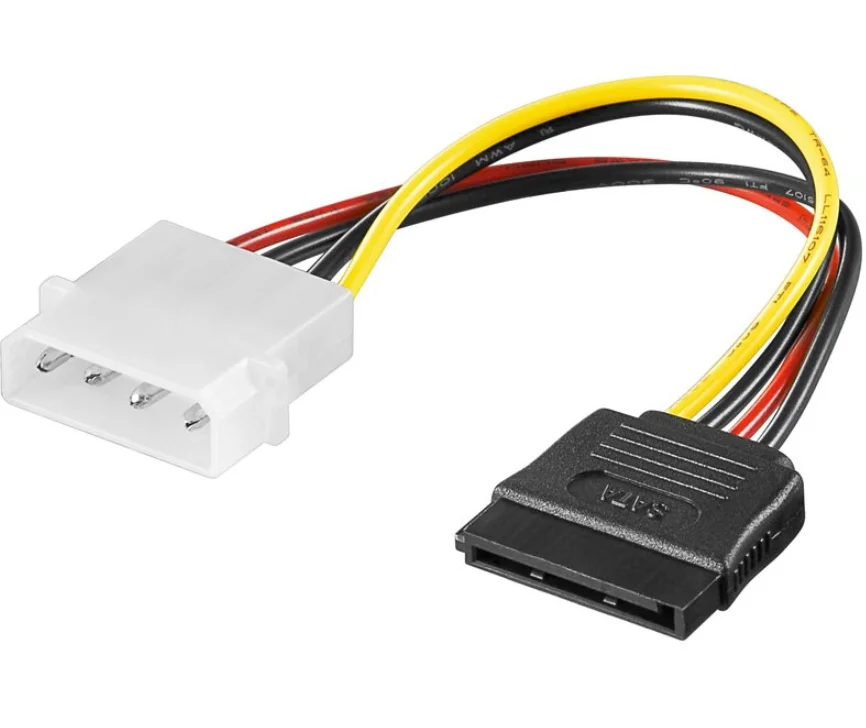 

SATA Power cable 15PIN Male to 4PIN MALE length 15cm, White/black/red/yellow