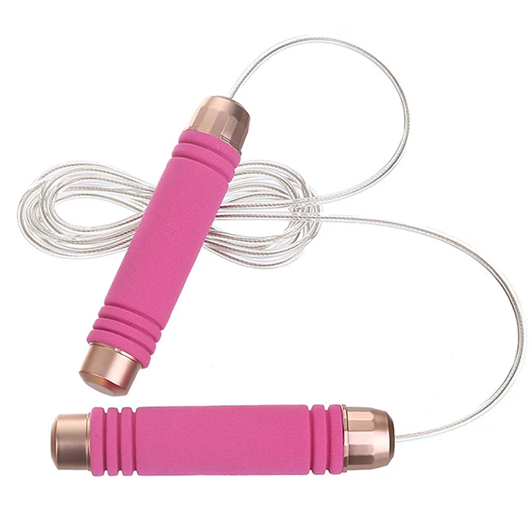 

Custom Plastic Adjustable Kids Pink Aluminium Interchangable Gym Weighted Long Handle High Jump Rope Skipping, Pink gray black