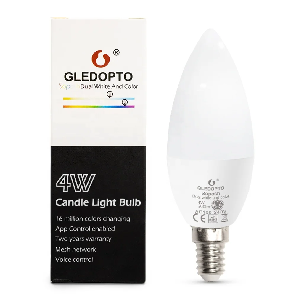 Gledopto E12 Type B Bulb ZigBee Bridge Plus Compatible Mibox E12 LED Light Bulb Mobile Phone App Control LED Candle Light RGBWW