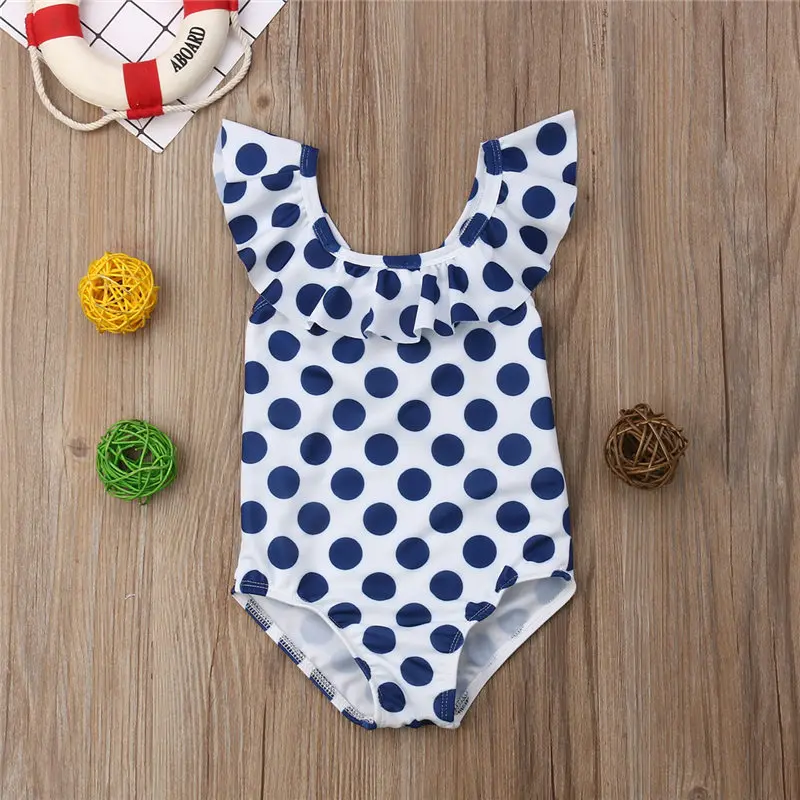 blue polka dot bathing suit