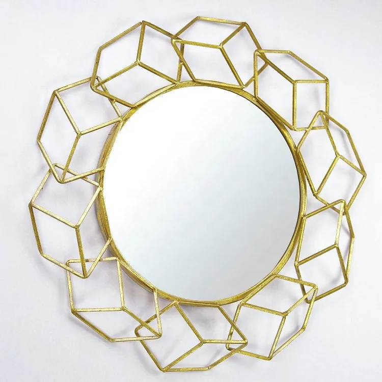 

IVYDECO Designer Modern Beauty Decorative 3D metal wall mirror Geometric Frames Gold Mirror
