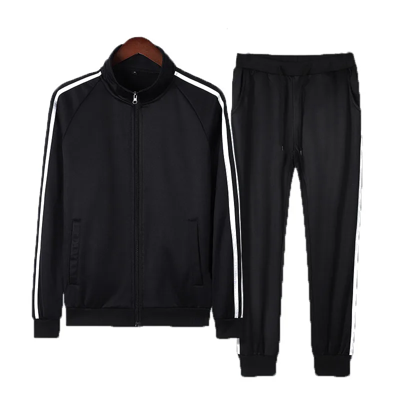 

Custom 2021 thicken running sports two piece suit fashion three-bar training & jogging wear set for men
