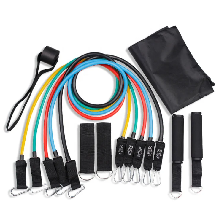 

100LB 150LB Fitness Stretch Workout Exercise Resistance Bands gourd hook Fitness Set Bodybuilding Elastic Pull Rope11 pcs, Black/yellow/red/green/blue