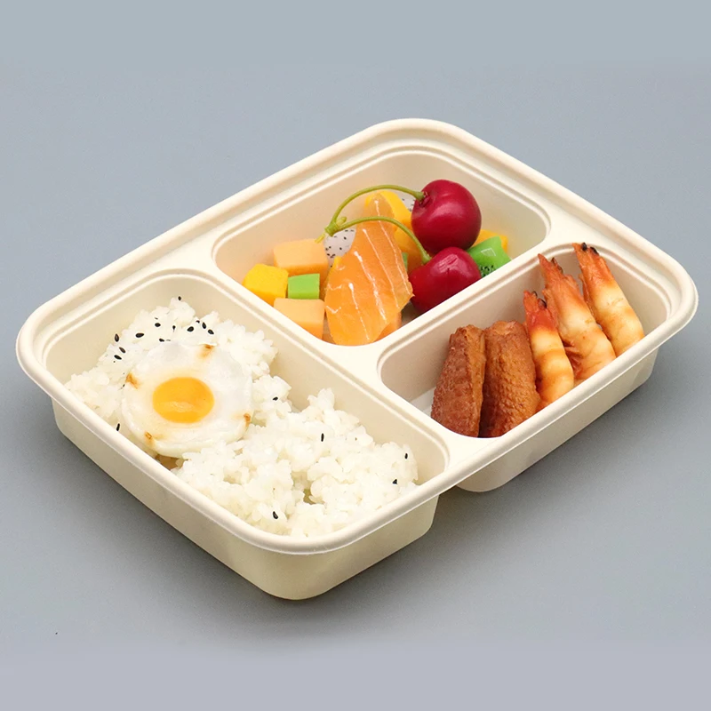 

disposable lunch boxes biodegradable 3 compartment cornstarch food containers meal prep takeaway storage