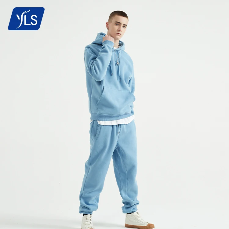 

YLS High Quality Plain Stack Sweat Pant Sets Unisex Custom Cotton Sports Tracksuit Sweatsuits