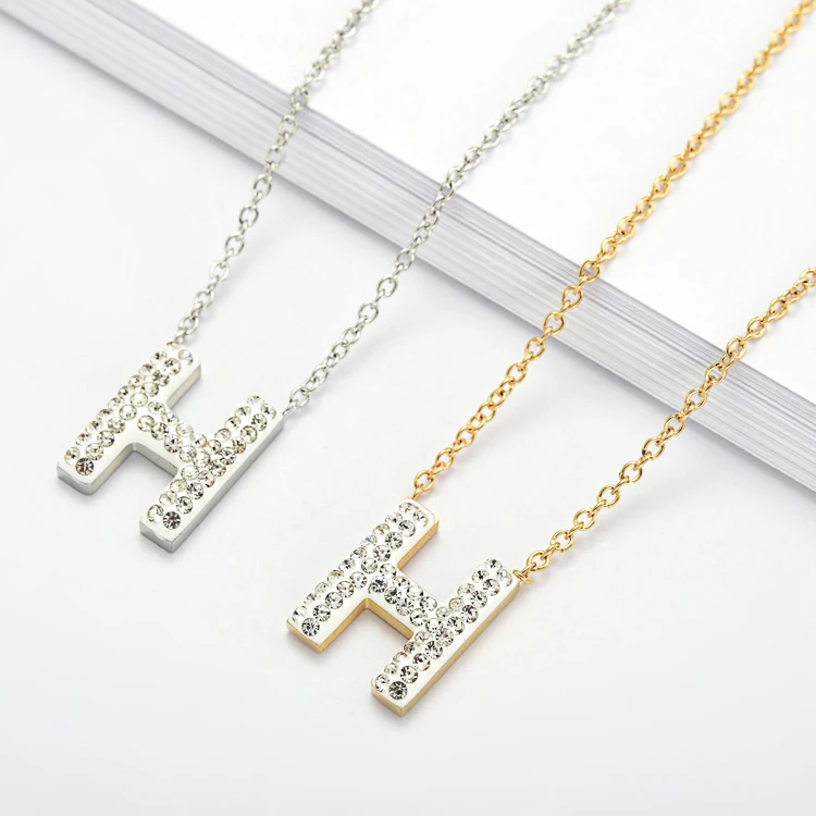 

Initial Letter H Necklace Unique 18k Gold Plated Trendy Women Jewelry