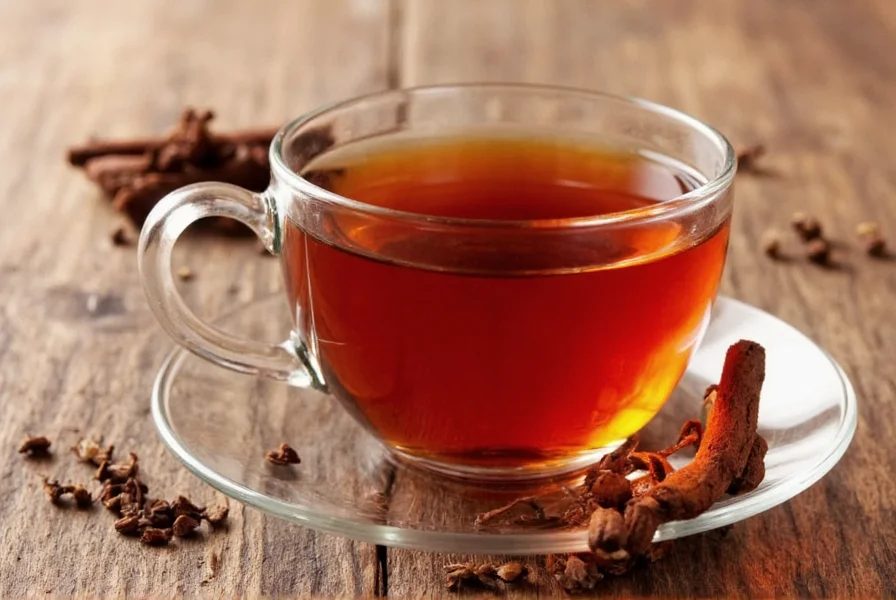 Fresh cloves and brewed clove tea in a ceramic cup