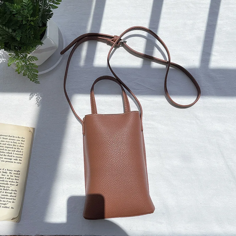 

Mini Korean fashion trend handbag solid color one shoulder crossbody bag lychee print small square bag wholesale