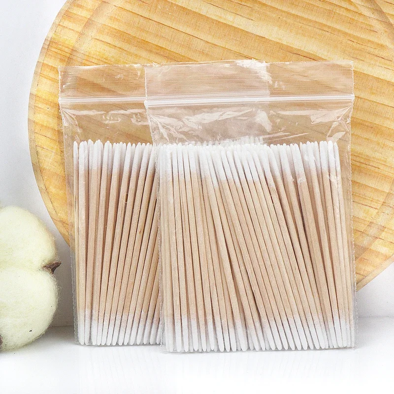 7cm Disposable Ultra Micro Cotton Swab Brush Double Head Wood Makeup Brushes Multipurpose Eyelash Extension Glue Removing Tools