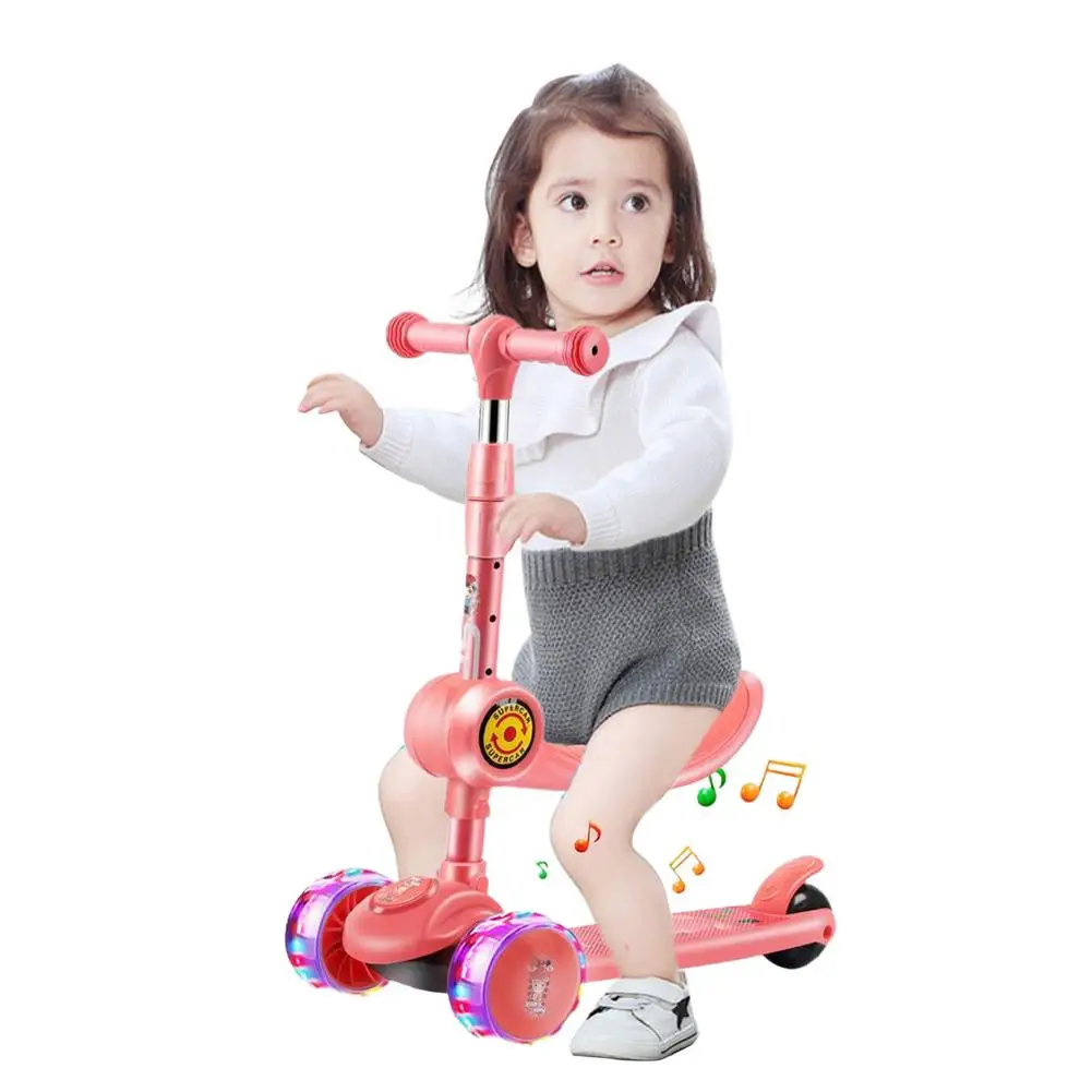 

Children's kick scooter folding Aluminum alloy skateboard kids Adjustable Height Pink Scooter For Kids Ages 3-5, Customized