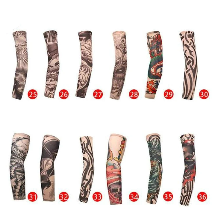 

Wholesale 2 pcs pack Fashion Seamless Nylon Tattoo Sleeves Sun UV Protection Summer Driving Arm sleeves Cycling Tattoo Sleeves