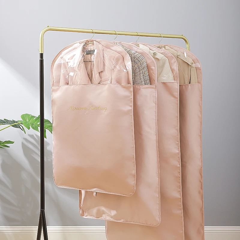 

Excellent Quality Customized Printed Garment Cover Bag Lightweight Suit Cover Bag Foldable Garment Suit Bag, Pink,light green,gray,light blue