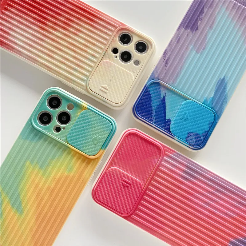 

watercolor silicone cube tpu protection phone case Protect the lens watercolor phone case