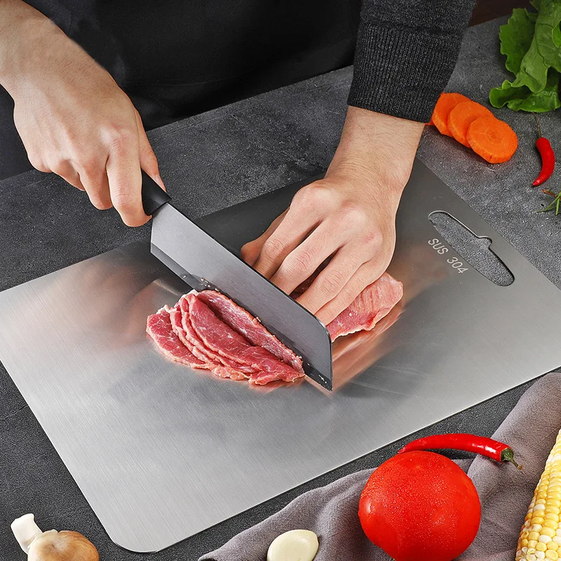 

Household 304 Stainless Steel Chopping Board kitchen double-sided knife board chopping board