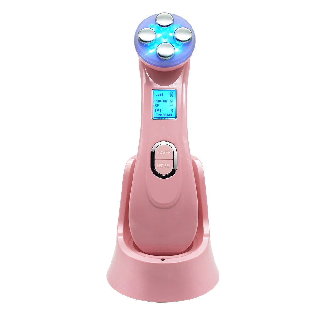 

2021 Wrinkle remover small home use face lift massager ems fractional rf microneedle machine, White pink