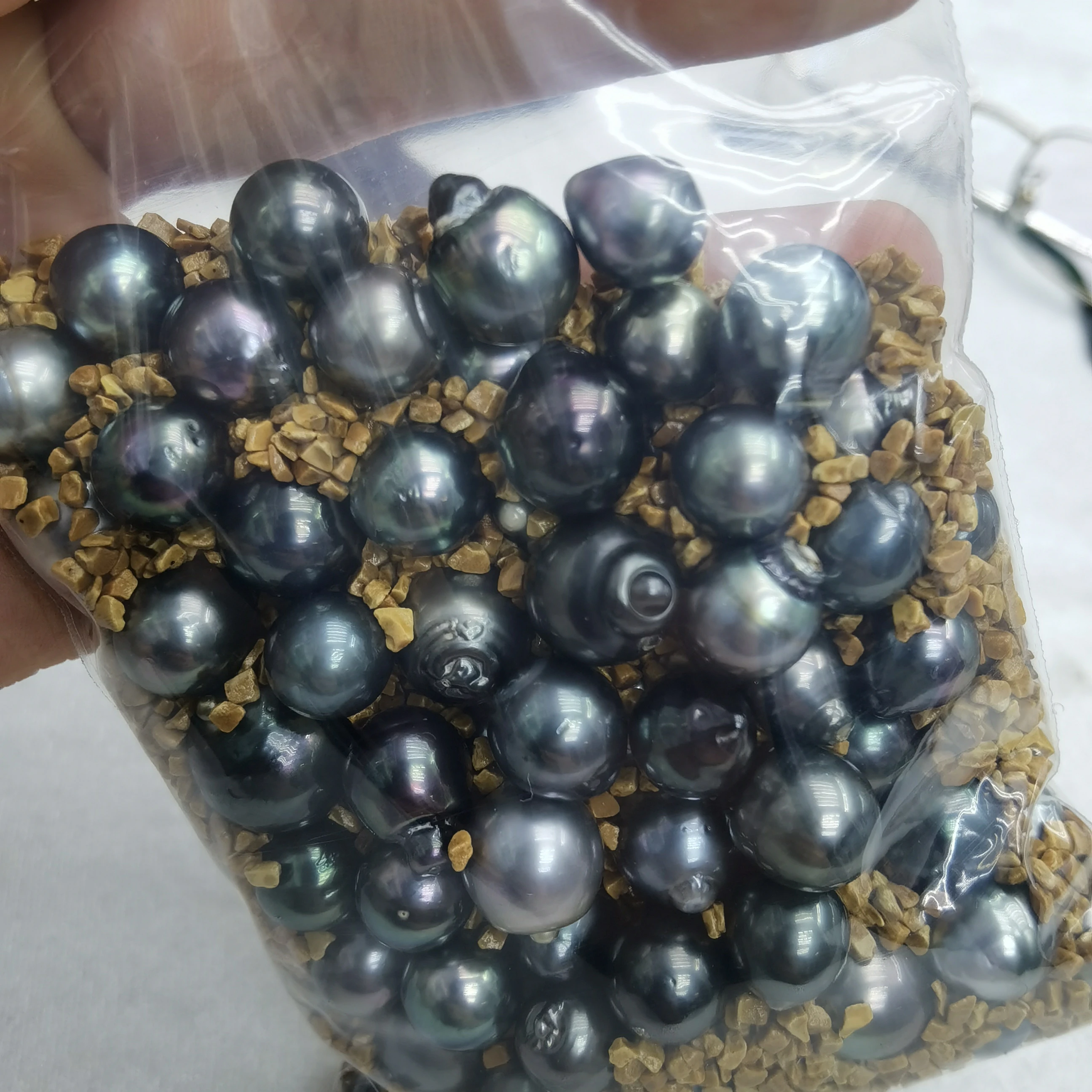 

wholesale loose 10-15mm natural grey black drop water baroque shape seawater Tahitian pearl with cheap price DIY
