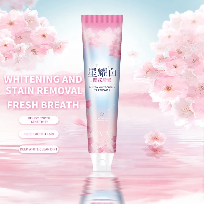 

GMP ISO Certified Factory Private Label 160G Tube Activated Bamboo Charcoal Cherry Blossom Sakura Toothpaste Teeth Whitening, Black