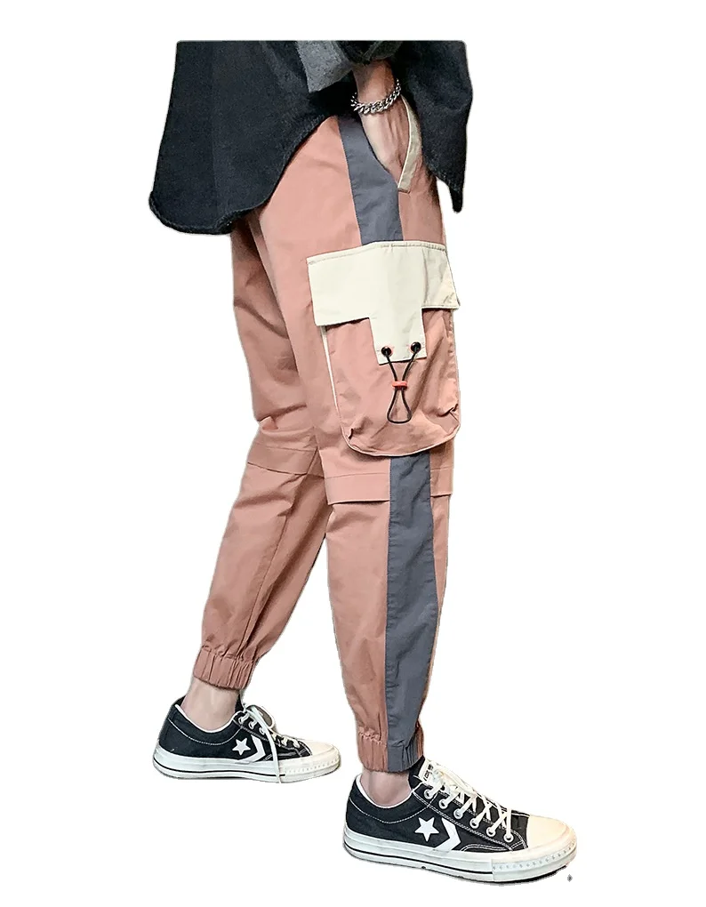 

Spring new men popular logo multi bag Factory direct sale loose casual pants temperament commuter