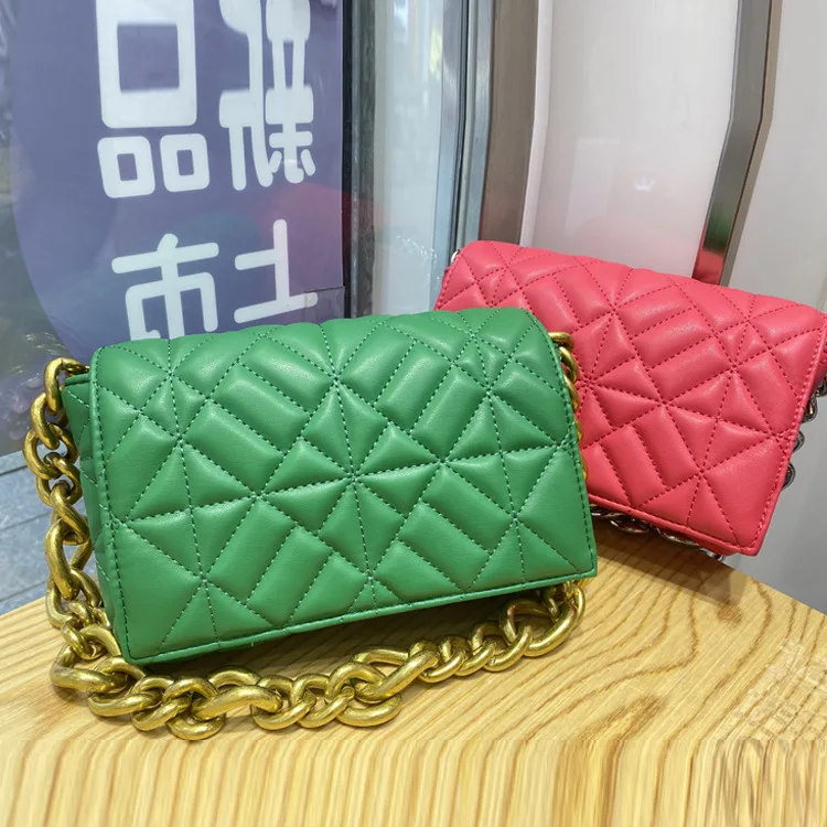 

New Designer Famous Branded Women's Shoulder Bags Thick Chain Quilted Shoulder Purses And Handbag Women Clutch Bags Ladies Hand, Accpet customet color
