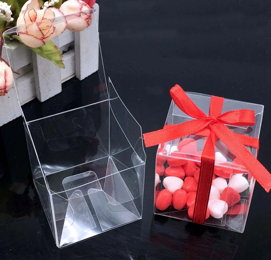 
Clear square PVC Birthday Gift Box Wedding Favor With Hook Transparent Chocolate Candy Eyelash Boxes 