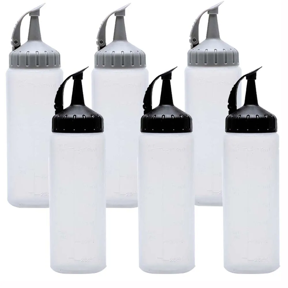 

Plastic Squeeze Squirt Condiment Bottles with Twist On Lids - top dispensers for ketchup mustar, White