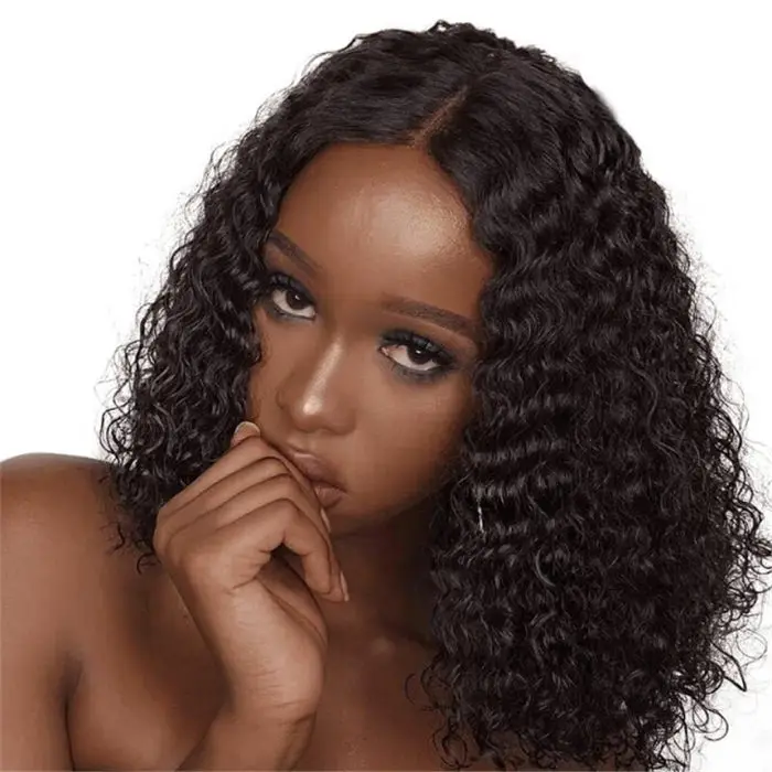 

China suppliers brazilian hair without weft all inches tape online mozambique sale black bob curly closure cut lace frontal wig