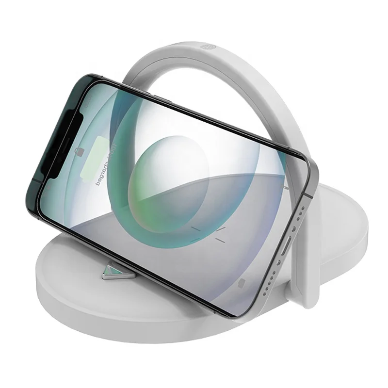 

New Design 2 In 1 Night Light Touch Control Multifunction 15W Wireless Charger with holder Fast Charging for Smart Phones, Black, white