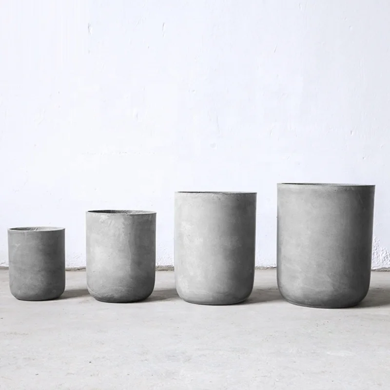 Home & Garden Light concrete Large straight cylinder fiberglass flower pots cement planter pot