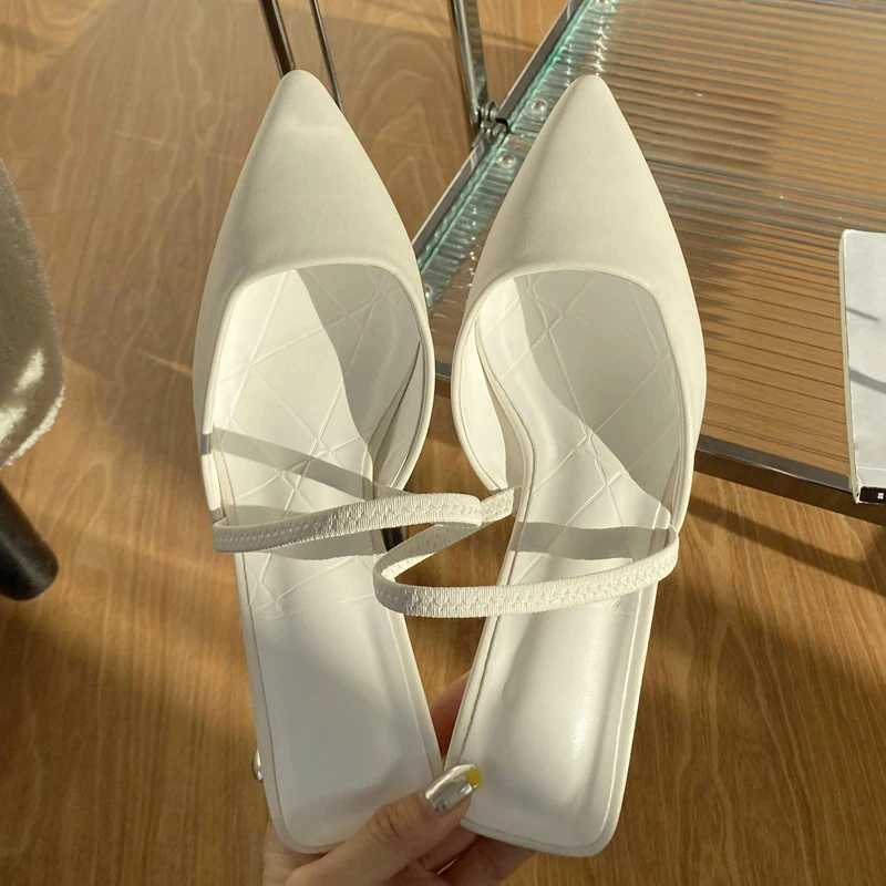 

New Design Women Candy Colors Shallow Slingback Thin Low Heel Shoes Ladies Fashion Pointed Toe Pump Footwear