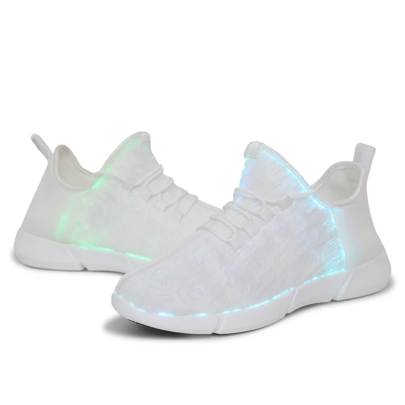 

UncleJerry Size 25-47 New Summer Led Fiber Optic Shoes for girls boys men women USB Recharge glowing Sneakers Man light up shoes