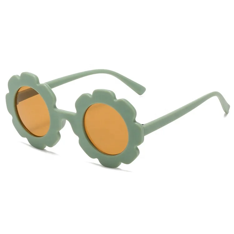 

Latest Children Flower Kids Sunglasses Sand Green Round Frame Boys and Girls Cute Custom Retro Kids Sunglasses, 8color