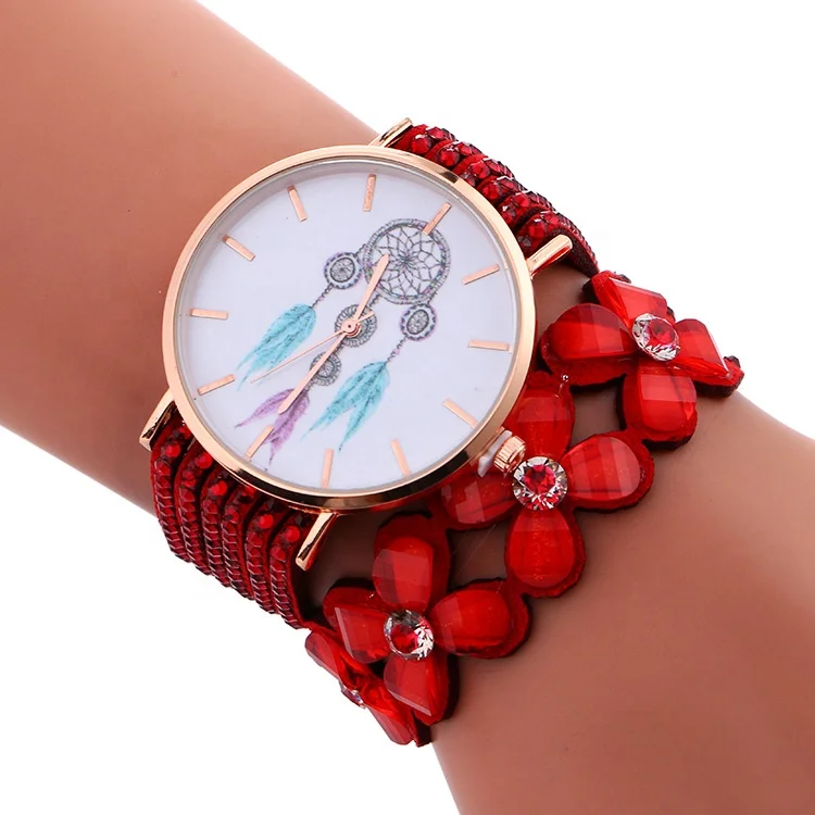 

Factory Direct Sales Selling Korea Velvet Winding Bracelet Watch Wind Chime Pattern Student Leisure Watch, As shown