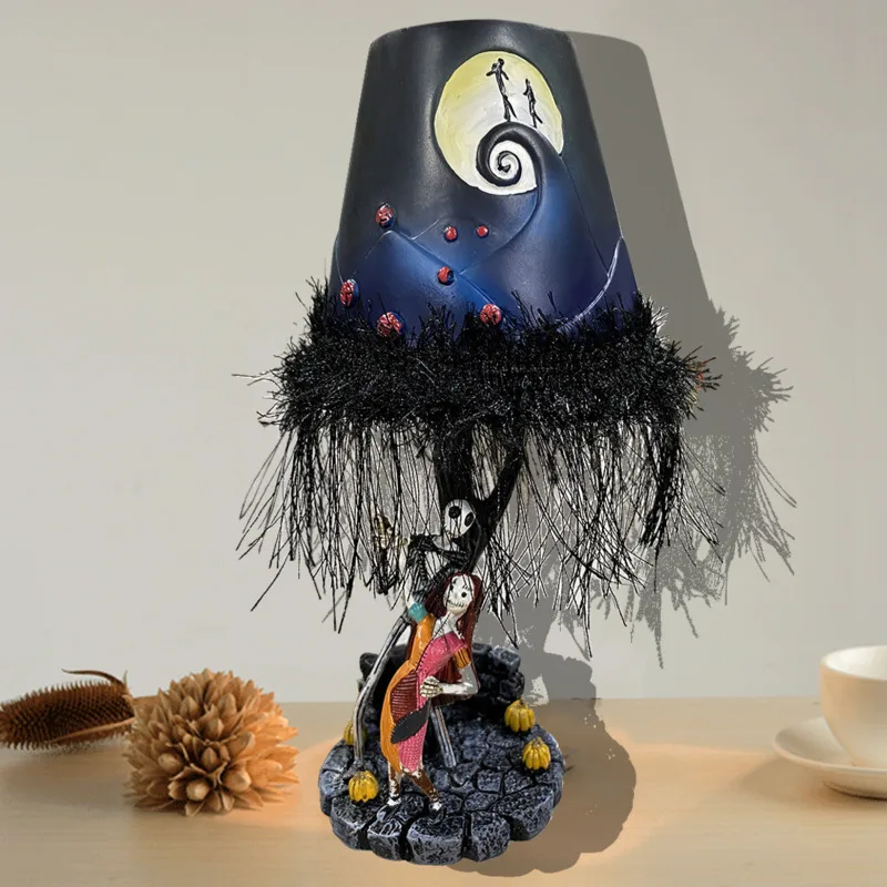 

Dropshipping Sally Jack Lamp Ornaments Resin Jack Skeleton Sally Ghost Bride Statue Lamp Halloween Christmas Decoration Home Bed