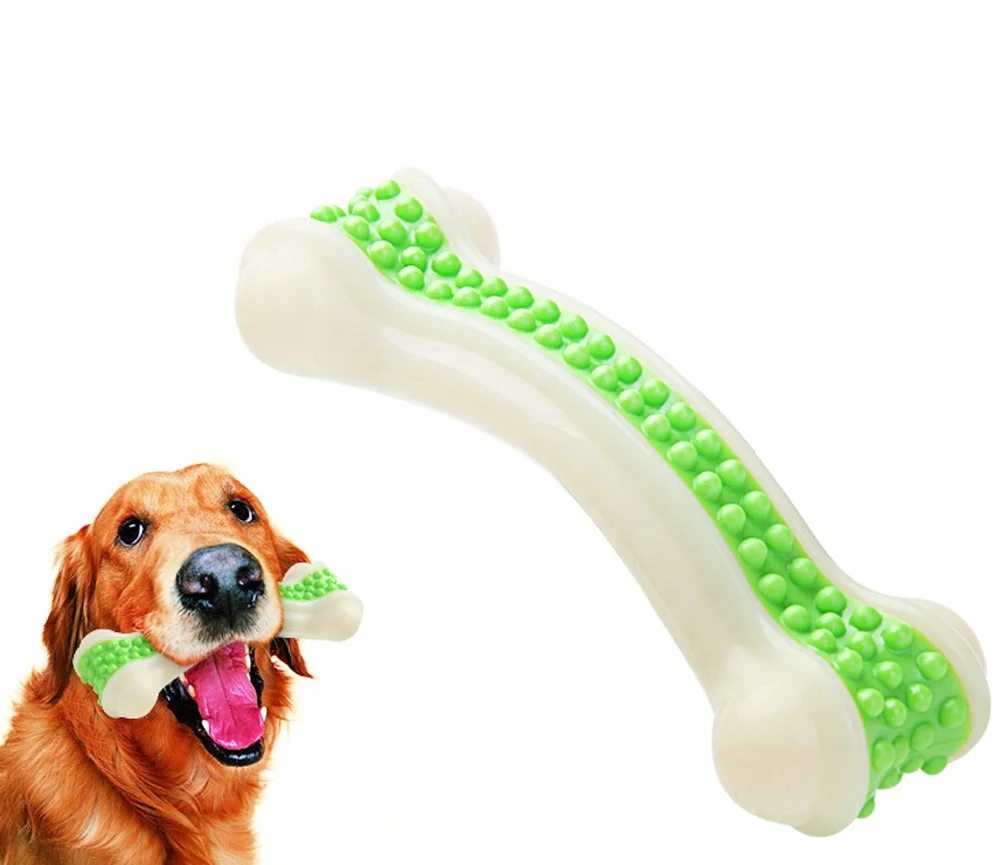

Dog Toys Aggressive Chewers Indestructible Tough Durable NonToxic Nylon Dental Care Chew Toys Bone Puppy Dogs Teething, Blue + white