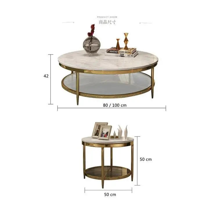 Postmodern glass circle marble north Europe tea table simple modern SLATE small family sitting room tea table