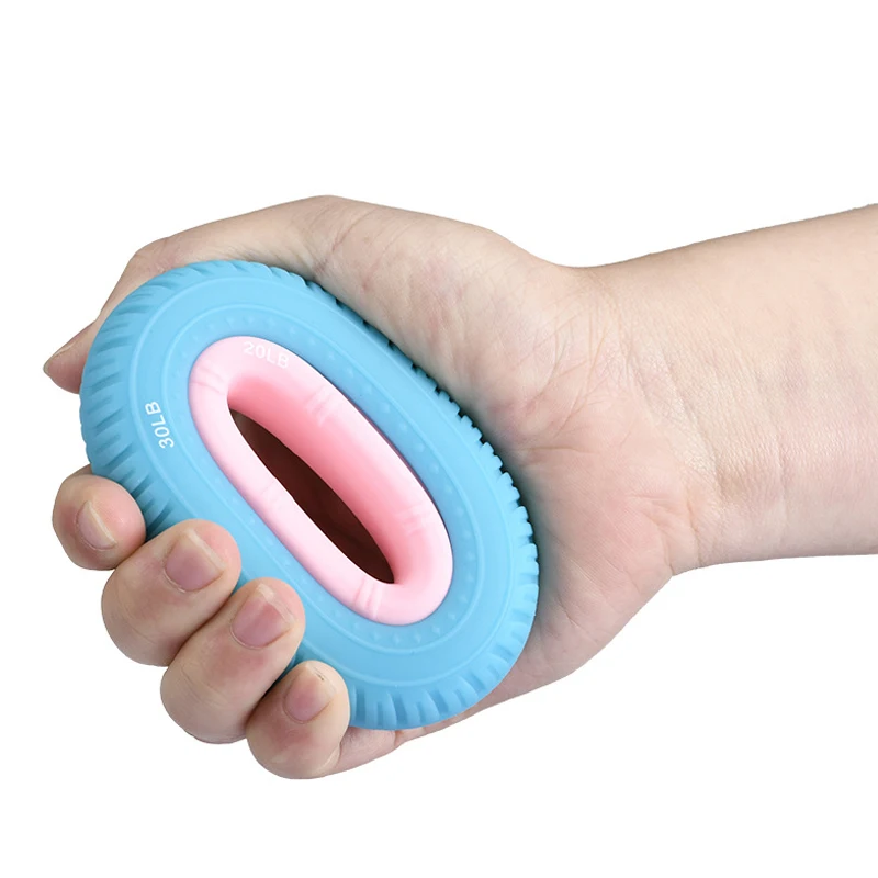 

Composable Silicone Hand Grip 20-90 Pound Gripping Ring Adjustable Finger Trainer Exercise Carpal Expander, Blue,pink,black,orange