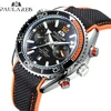 Paulareis Men Automatic Self Wind Mechanical Canvas Rubber James Bond 007 Style Orange Blue Multifunction Date Month Sport Watch