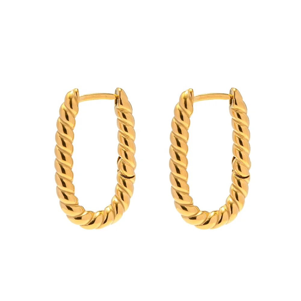 

Minimalist Woven Twisted Symmetrical Ins Paris PVD 18K Gold Plated Stainless Steel Hoop Earring