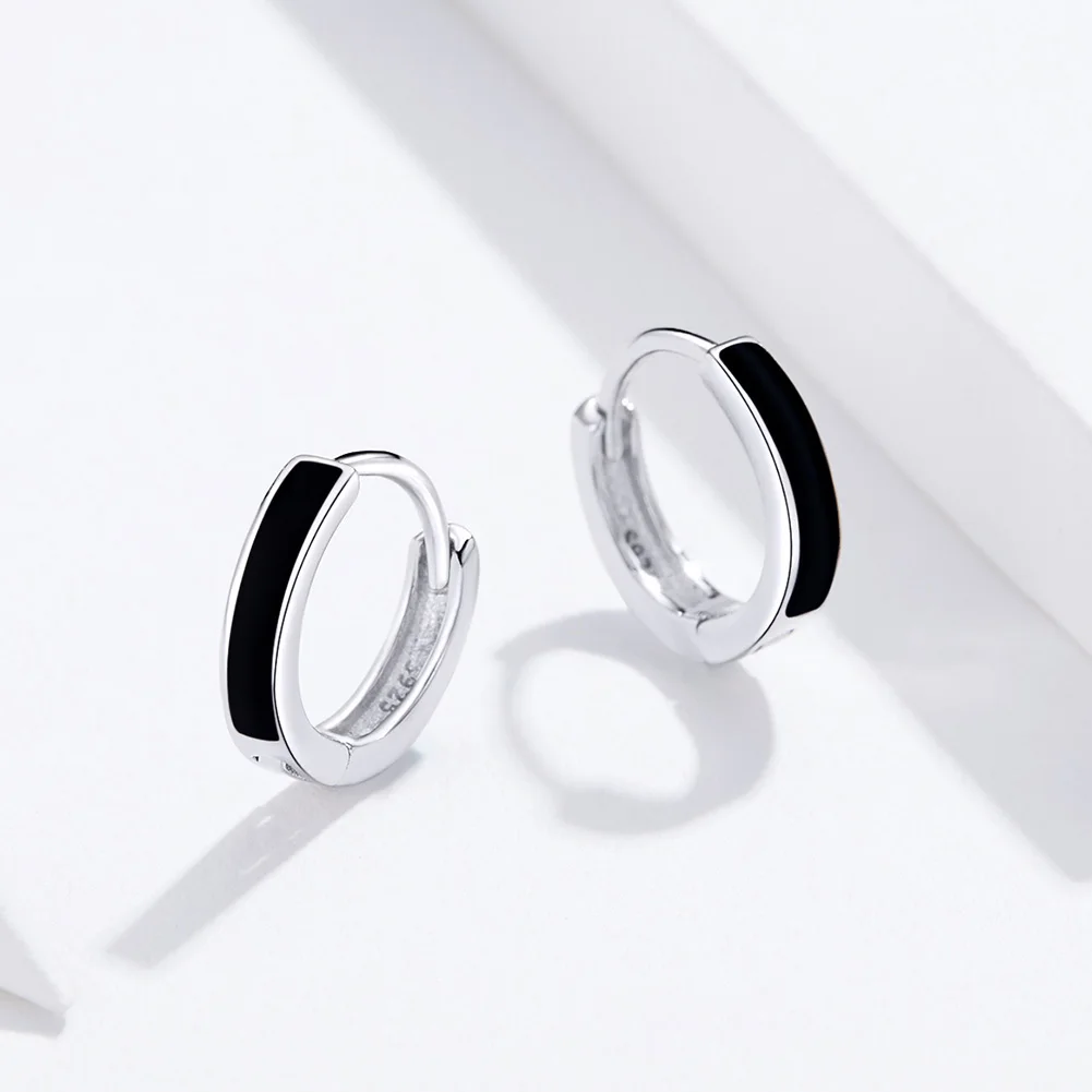 

Special Design 925 Silver Simple Black Line Womens Stud Earrings Wholesale 2020