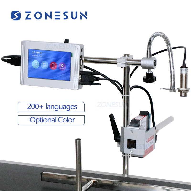 

ZONESUN ZS-DC127 High Speed Touch Screen Online Inkjet Printer Logo Date Batch Number Digital Continuous Coding Printing Machine