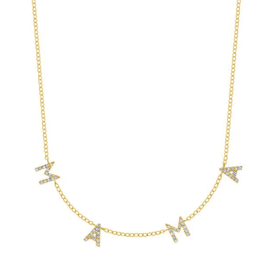 

Mother's day gift women jewelry 18K gold 925 sterling silver gold vermeil diamond mama necklace for mother gift