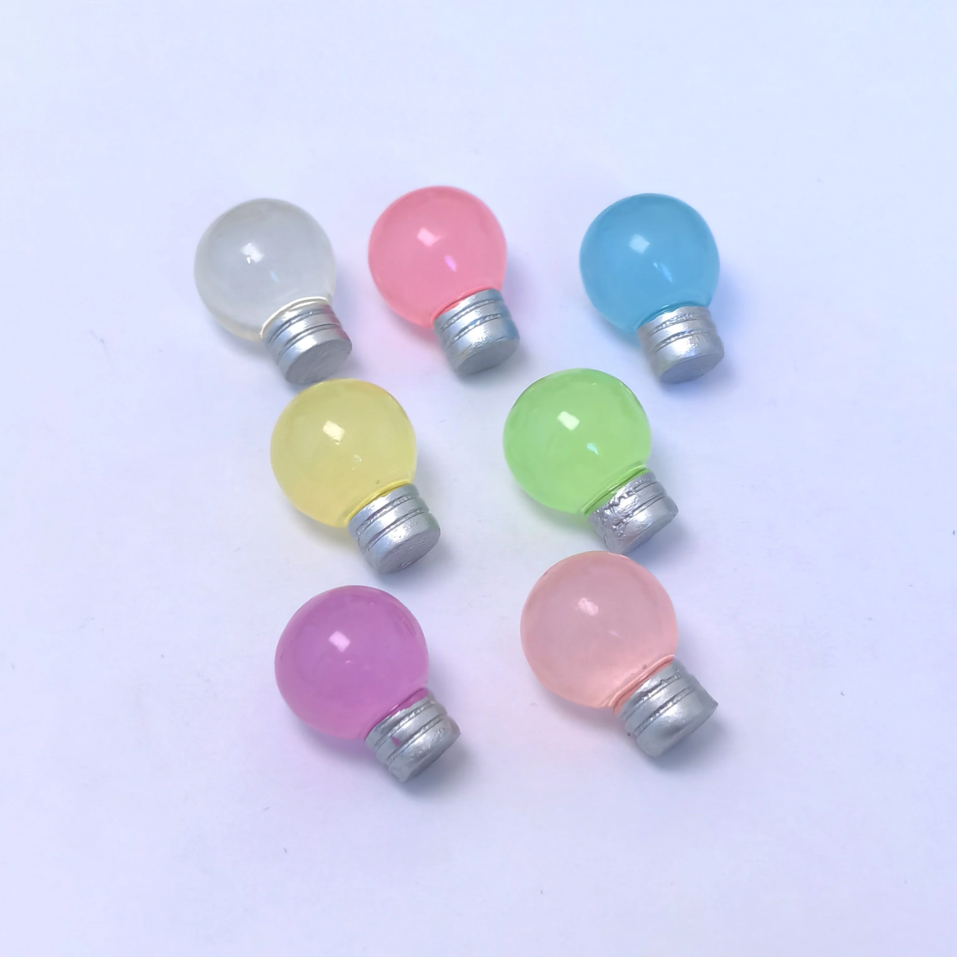 100PCS Luminous Mini Lamp Bulb Resin Miniatures Glow at Night Fairy Garden Figurines Kawaii Home Decor DIY Dolls House