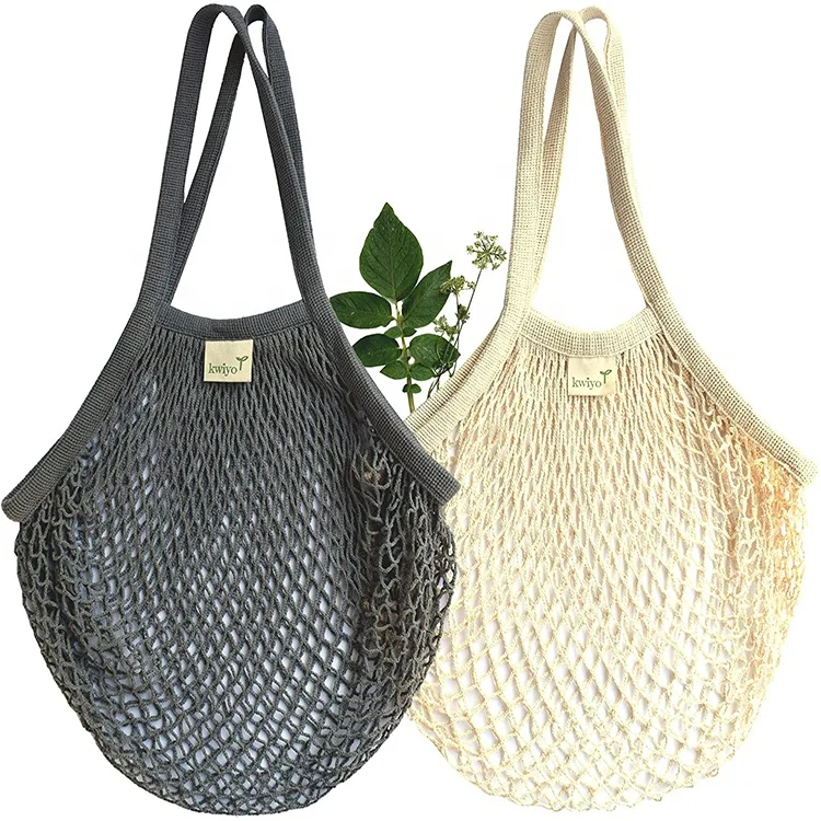 

Reusable Grocery Bags Cotton Net Tote vegetable mesh shopping bags, Customized