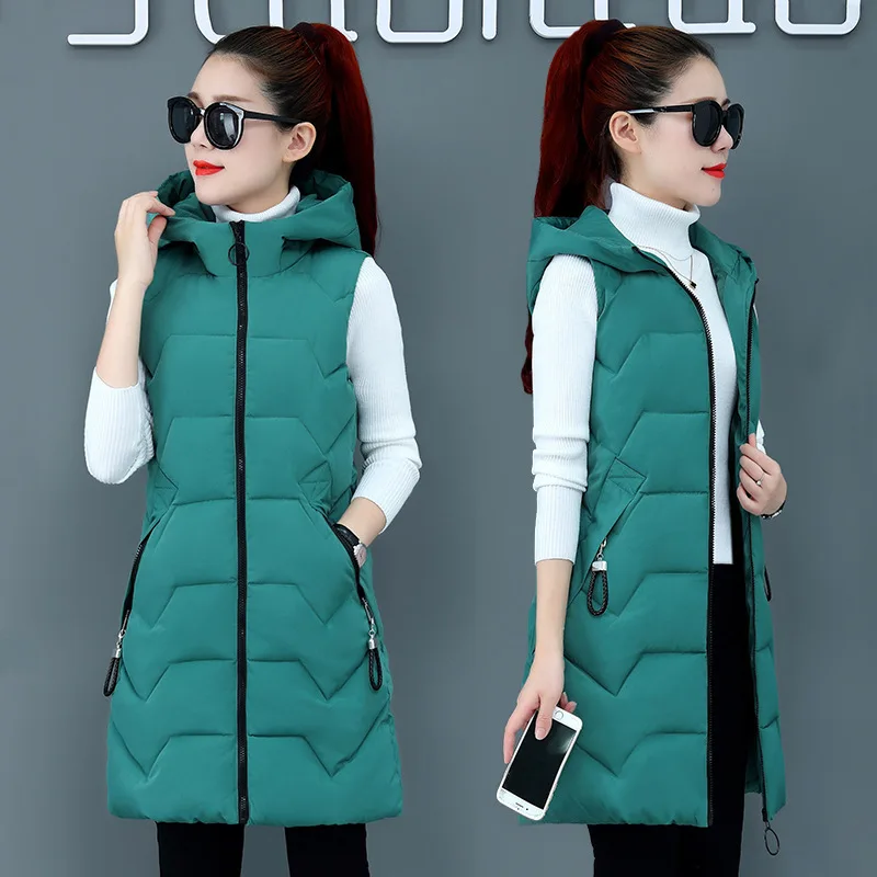 

Hot Seller Long Hooded Quilted Plus Size Coats Women's Winter Vest, Oem