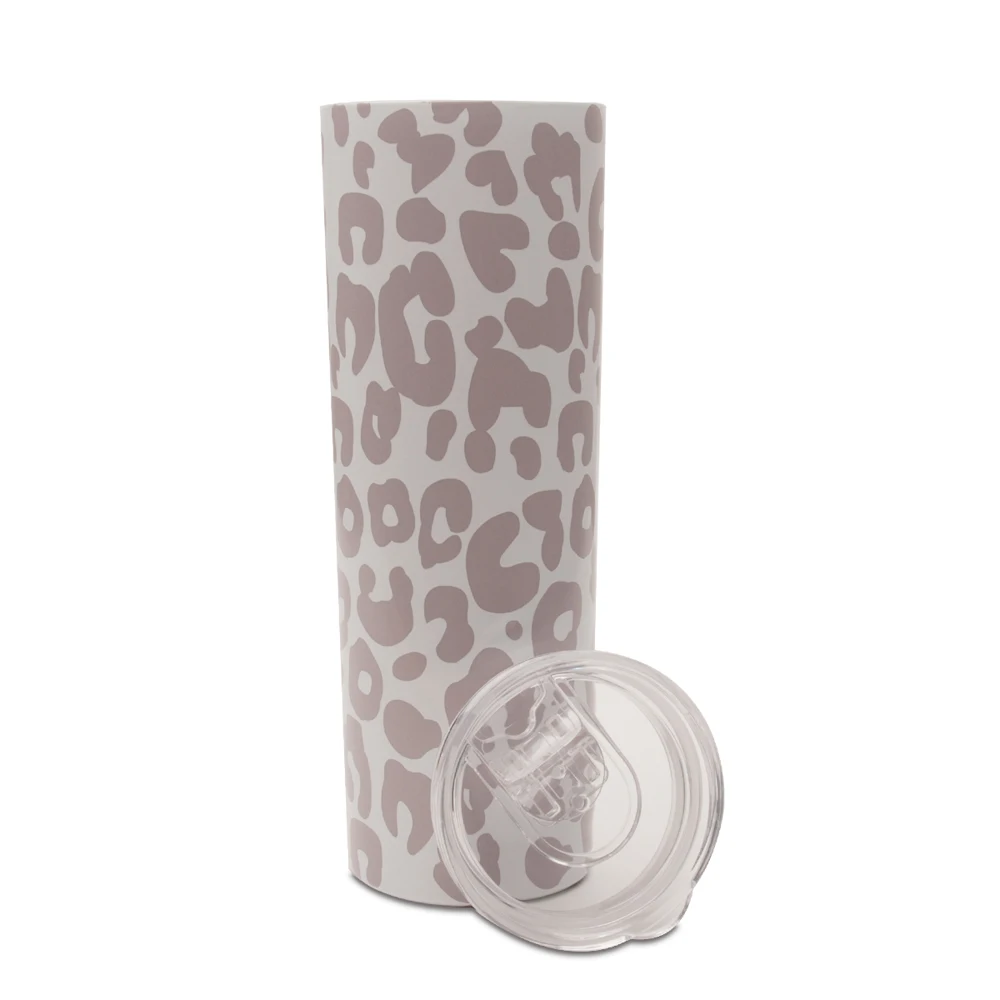 

20oz White Leopard Stainless Steel Tumbler Double Wall Vacuum Insulated Water Bottle for Car Office DOM1061175