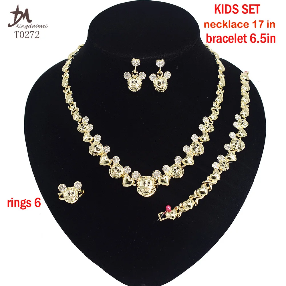 

T0272 Wholesale 18K gold-plated cute Mickey jewelry set children's jewelry set